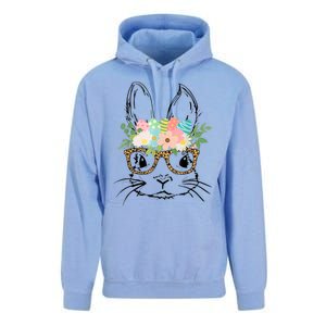 Cute Bunny Face With Leopard Glasses Wo Girl Kid Easter Unisex Surf Hoodie