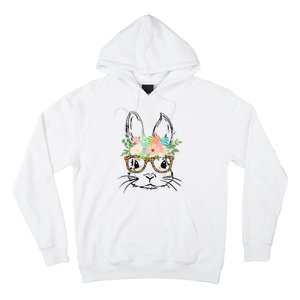 Cute Bunny Face With Leopard Glasses Wo Girl Kid Easter Hoodie