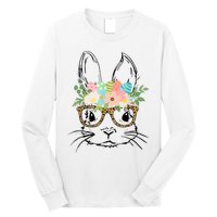 Cute Bunny Face With Leopard Glasses Wo Girl Kid Easter Long Sleeve Shirt