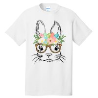 Cute Bunny Face With Leopard Glasses Wo Girl Kid Easter Tall T-Shirt