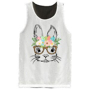 Cute Bunny Face With Leopard Glasses Wo Girl Kid Easter Mesh Reversible Basketball Jersey Tank