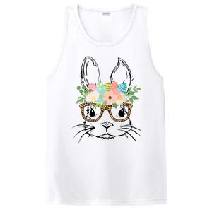 Cute Bunny Face With Leopard Glasses Wo Girl Kid Easter PosiCharge Competitor Tank