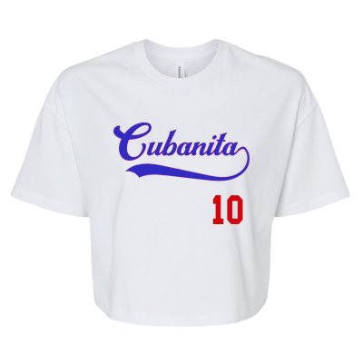 Cubanita Baseball Flag Souvenir Cubana Cuba Women Girl Bella+Canvas Jersey Crop Tee