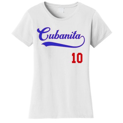 Cubanita Baseball Flag Souvenir Cubana Cuba Women Girl Women's T-Shirt