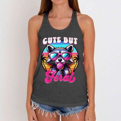 Cute But Feral Funny Trash Panda Gift Women's Knotted Racerback Tank