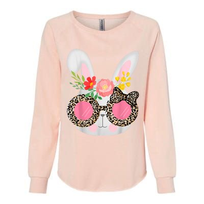 Cute Bunny Face Leopard Glasses Easter for Wo Teen Girl Womens California Wash Sweatshirt