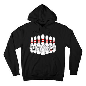 Cartoon Bowling Funny Scared Bowling Pins Funny Gift Tall Hoodie