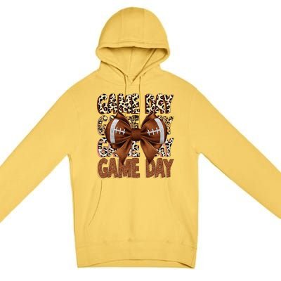 Coquette Bow Football Season Game Day Gift Premium Pullover Hoodie