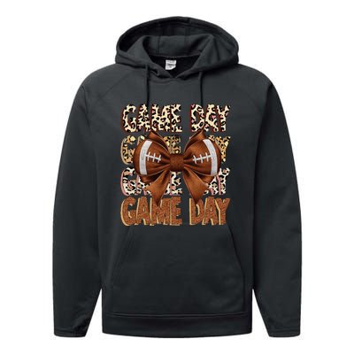 Coquette Bow Football Season Game Day Gift Performance Fleece Hoodie