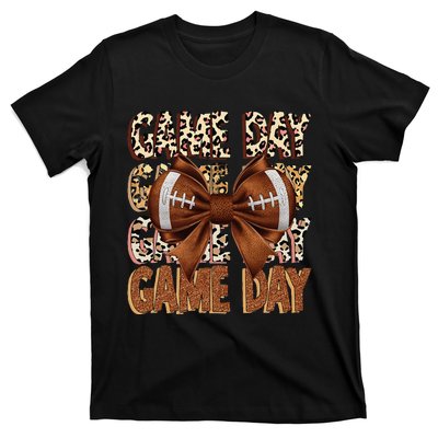 Coquette Bow Football Season Game Day Gift T-Shirt