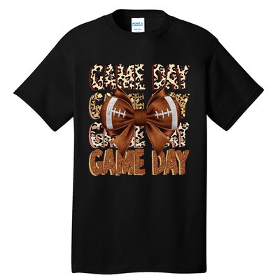 Coquette Bow Football Season Game Day Gift Tall T-Shirt