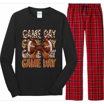 Coquette Bow Football Season Game Day Gift Long Sleeve Pajama Set