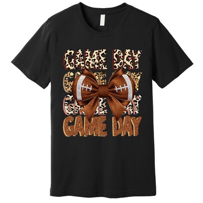 Coquette Bow Football Season Game Day Gift Premium T-Shirt