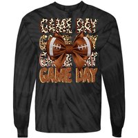 Coquette Bow Football Season Game Day Gift Tie-Dye Long Sleeve Shirt