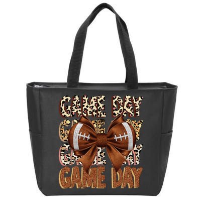 Coquette Bow Football Season Game Day Gift Zip Tote Bag