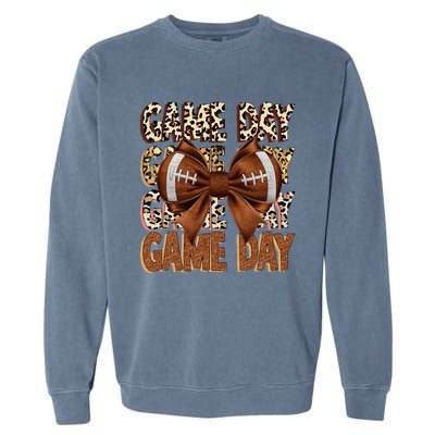 Coquette Bow Football Season Game Day Gift Garment-Dyed Sweatshirt