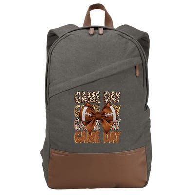 Coquette Bow Football Season Game Day Gift Cotton Canvas Backpack