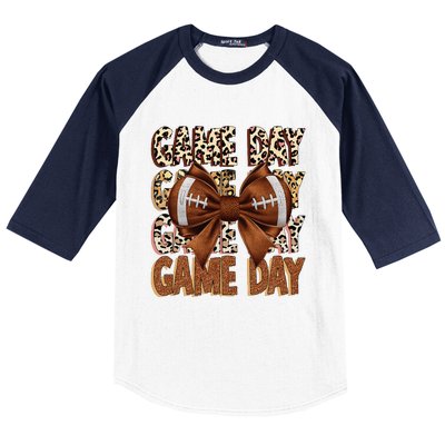 Coquette Bow Football Season Game Day Gift Baseball Sleeve Shirt