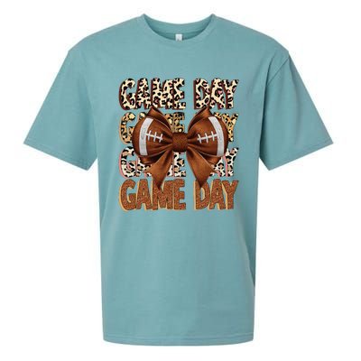 Coquette Bow Football Season Game Day Gift Sueded Cloud Jersey T-Shirt