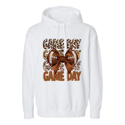 Coquette Bow Football Season Game Day Gift Garment-Dyed Fleece Hoodie