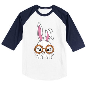 Cute Bunny Face Tie Dye Glasses Easter Day Girl Wo Teens Baseball Sleeve Shirt