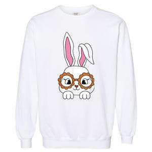 Cute Bunny Face Tie Dye Glasses Easter Day Girl Wo Teens Garment-Dyed Sweatshirt