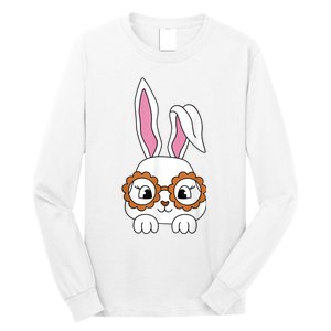 Cute Bunny Face Tie Dye Glasses Easter Day Girl Wo Teens Long Sleeve Shirt