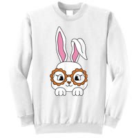 Cute Bunny Face Tie Dye Glasses Easter Day Girl Wo Teens Sweatshirt