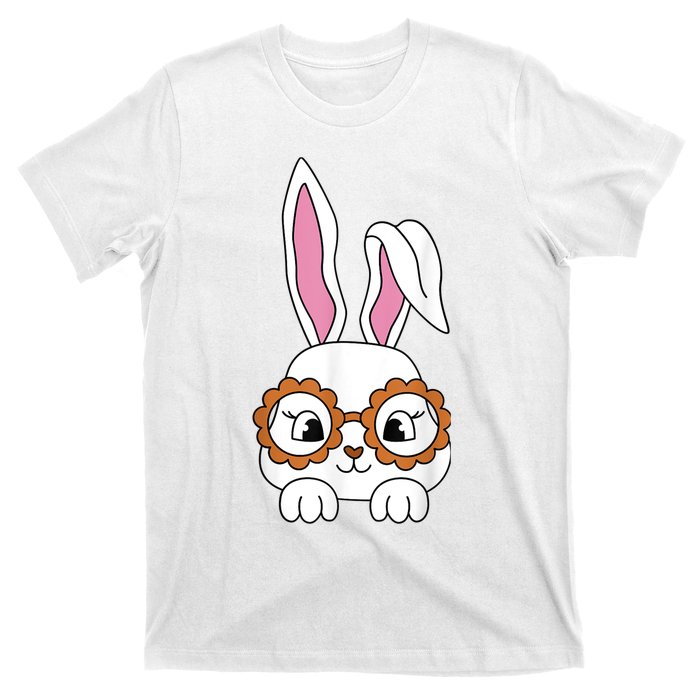 Cute Bunny Face Tie Dye Glasses Easter Day Girl Wo Teens T-Shirt