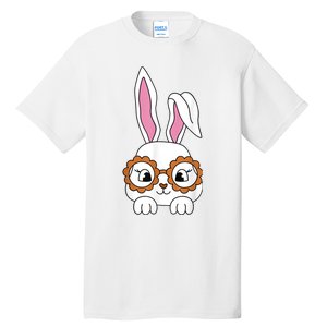 Cute Bunny Face Tie Dye Glasses Easter Day Girl Wo Teens Tall T-Shirt