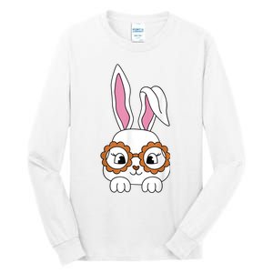 Cute Bunny Face Tie Dye Glasses Easter Day Girl Wo Teens Tall Long Sleeve T-Shirt