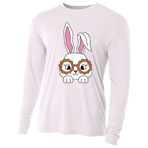 Cute Bunny Face Tie Dye Glasses Easter Day Girl Wo Teens Cooling Performance Long Sleeve Crew