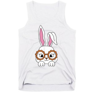 Cute Bunny Face Tie Dye Glasses Easter Day Girl Wo Teens Tank Top