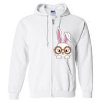 Cute Bunny Face Tie Dye Glasses Easter Day Girl Wo Teens Full Zip Hoodie