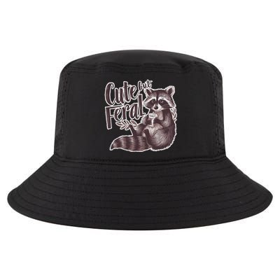 Cute But Feral Funny Raccoon Memes Coffee Raccoon Opossum Cool Comfort Performance Bucket Hat