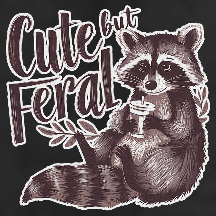 Cute But Feral Funny Raccoon Memes Coffee Raccoon Opossum 7 Panel Mesh Trucker Snapback Hat