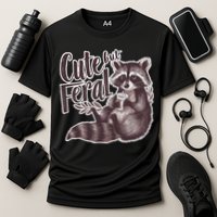 Cute But Feral Funny Raccoon Memes Coffee Raccoon Opossum Cooling Performance Crew T-Shirt