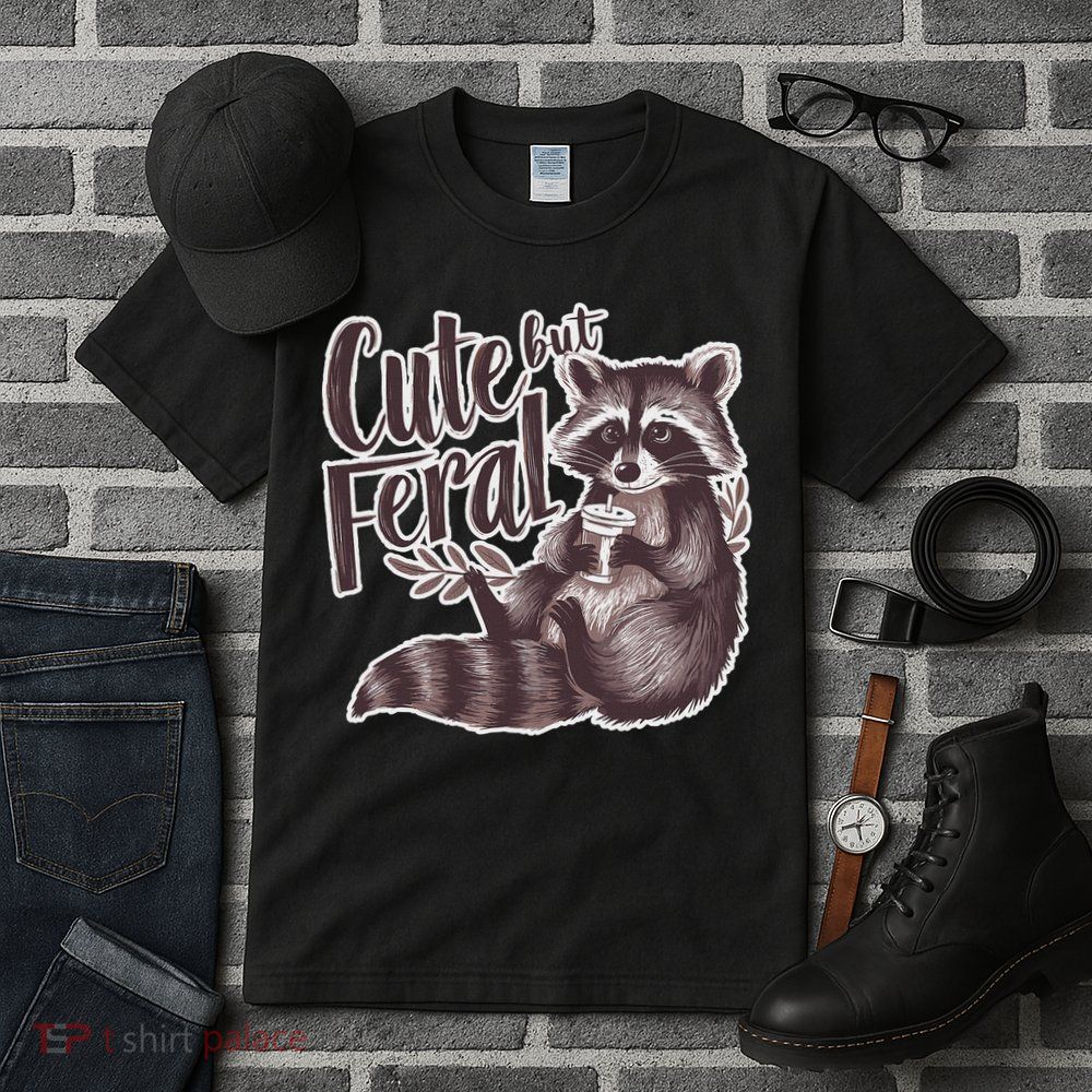 Cute But Feral Funny Raccoon Memes Coffee Raccoon Opossum Tall T-Shirt