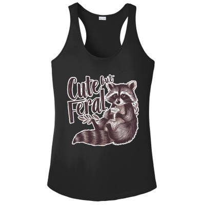 Cute But Feral Funny Raccoon Memes Coffee Raccoon Opossum Ladies PosiCharge Competitor Racerback Tank