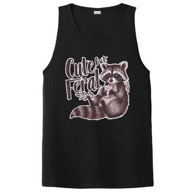 Cute But Feral Funny Raccoon Memes Coffee Raccoon Opossum PosiCharge Competitor Tank