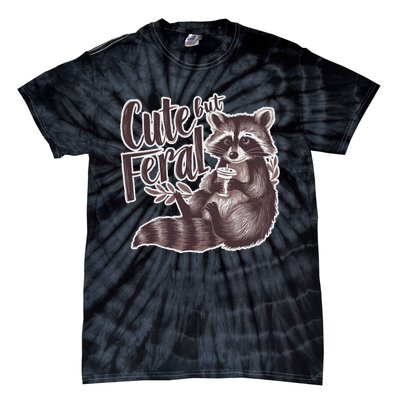 Cute But Feral Funny Raccoon Memes Coffee Raccoon Opossum Tie-Dye T-Shirt