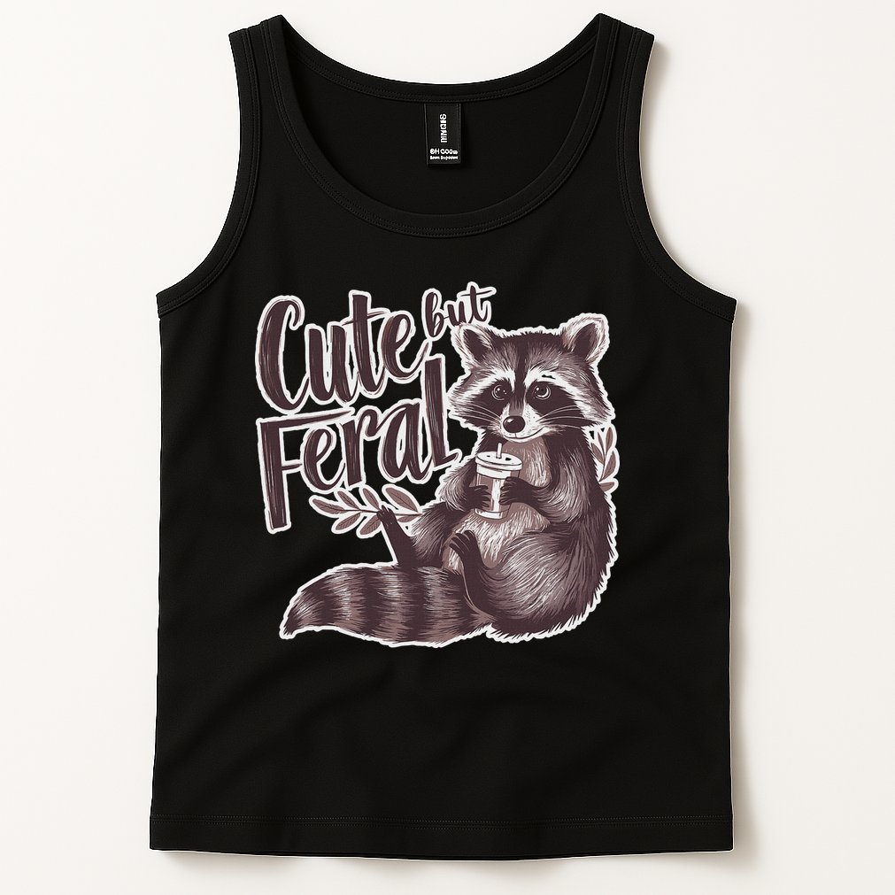 Cute But Feral Funny Raccoon Memes Coffee Raccoon Opossum Tank Top