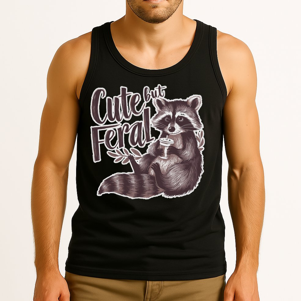 Cute But Feral Funny Raccoon Memes Coffee Raccoon Opossum Tank Top