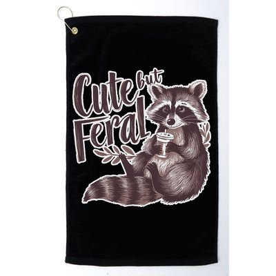 Cute But Feral Funny Raccoon Memes Coffee Raccoon Opossum Golf Towel