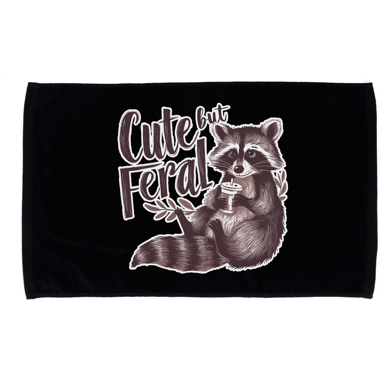 Cute But Feral Funny Raccoon Memes Coffee Raccoon Opossum Microfiber Hand Towel