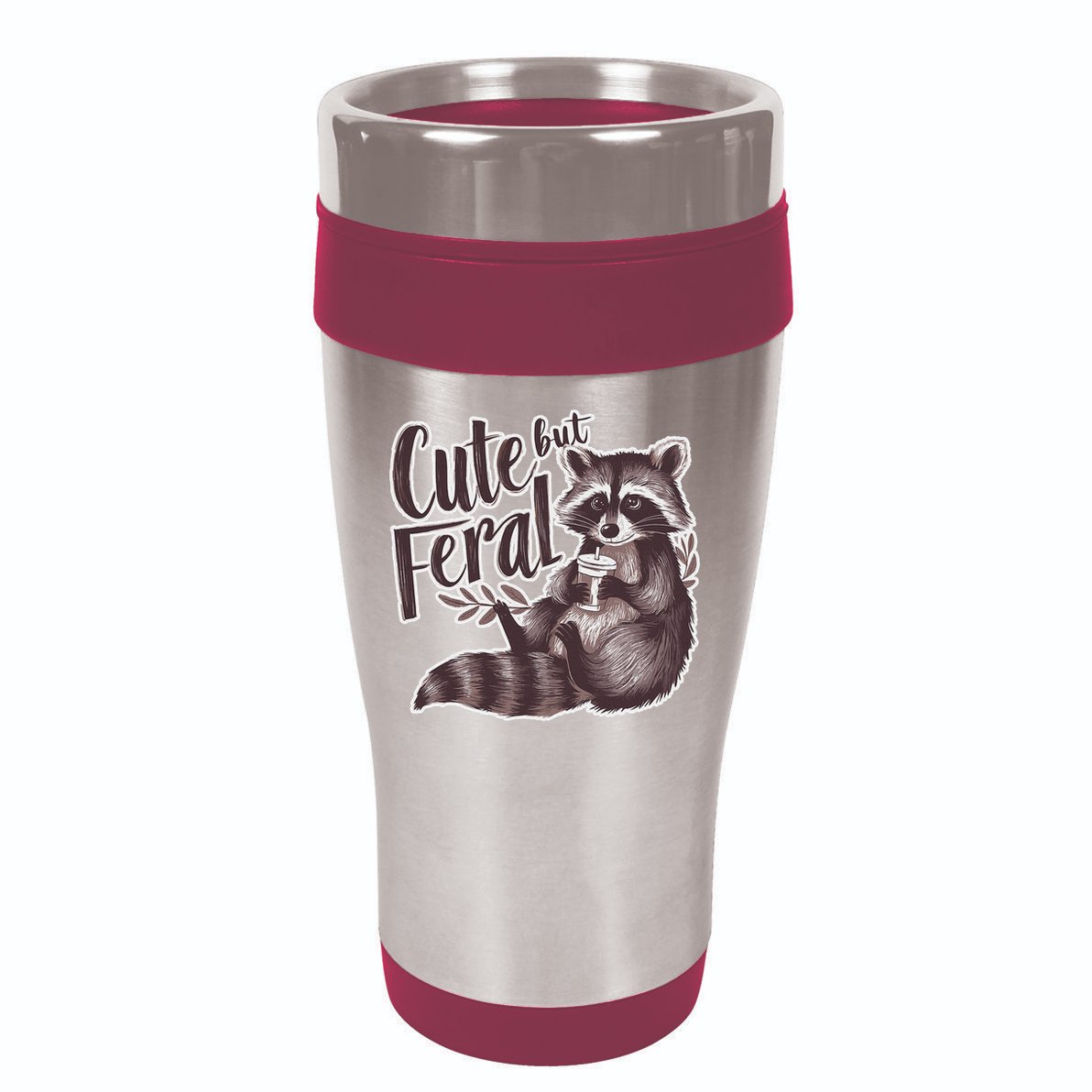 Cute But Feral Funny Raccoon Memes Coffee Raccoon Opossum 16oz Travel Tumbler