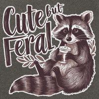 Cute But Feral Funny Raccoon Memes Coffee Raccoon Opossum Cotton Canvas Backpack