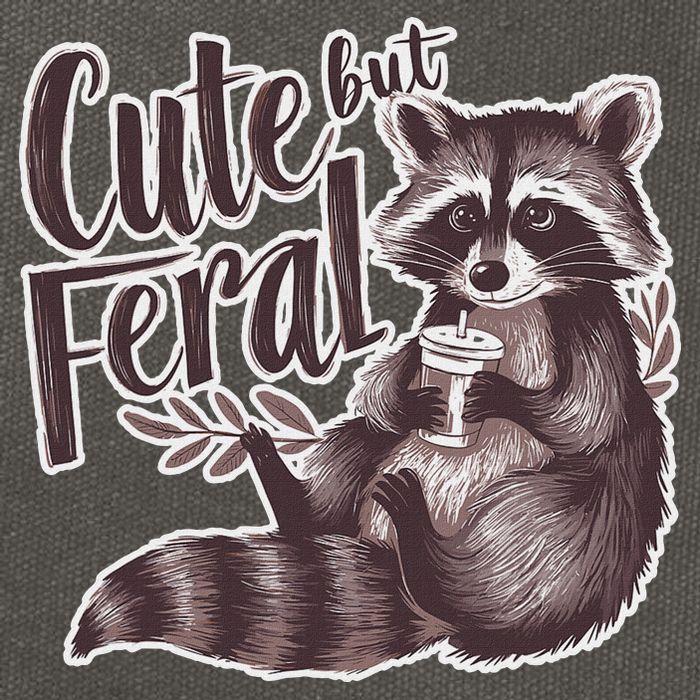 Cute But Feral Funny Raccoon Memes Coffee Raccoon Opossum Cotton Canvas Backpack