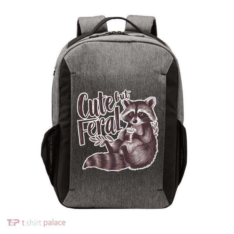 Cute But Feral Funny Raccoon Memes Coffee Raccoon Opossum Vector Backpack