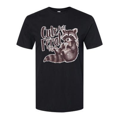 Cute But Feral Funny Raccoon Memes Coffee Raccoon Opossum Softstyle CVC T-Shirt